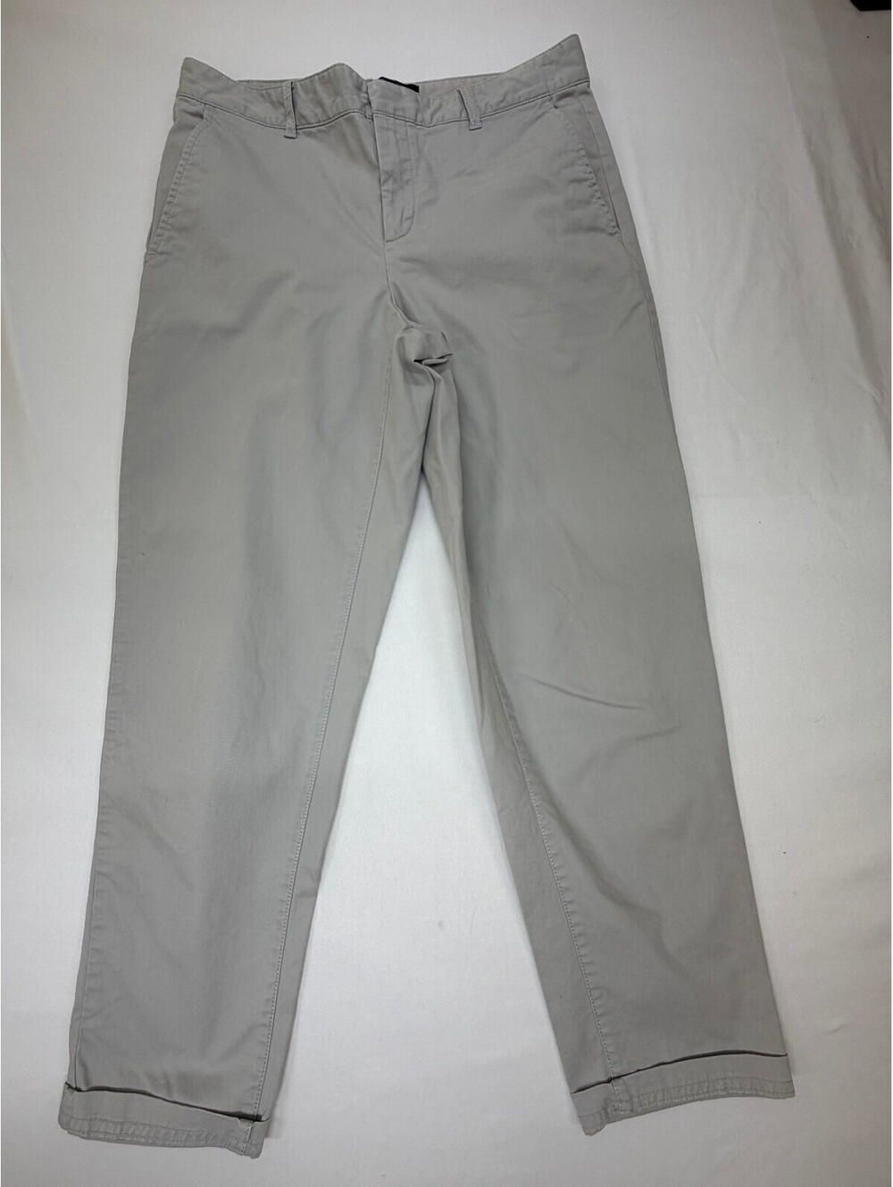 Banana Replublic Women's Chino Pants Flat Front Straight Leg Cuffed Size 4 Grey